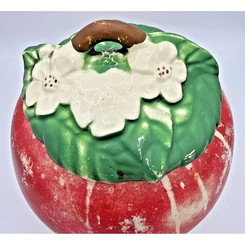 Vintage Apple/Apple Blossom Cookie Jar Ceramic Canister Hull? 9
